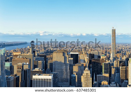 Aerial view of Midtown Manhattan, NY, USA.