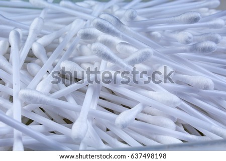 Cotton swabs ear cleaning or cosmetic tool as background texture pattern. Cotton swab texture.