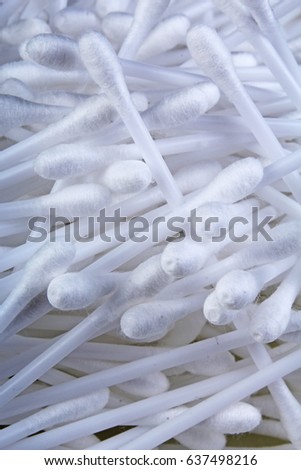 Cotton swabs ear cleaning or cosmetic tool as background texture pattern. Cotton swab texture.