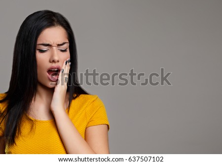 Woman with toothache. Tooth pain Girl Royalty-Free Stock Photo #637507102