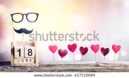 Fathers Day - Calendar Date With Hearts Decoration - Holiday Event
 Royalty-Free Stock Photo #637510084