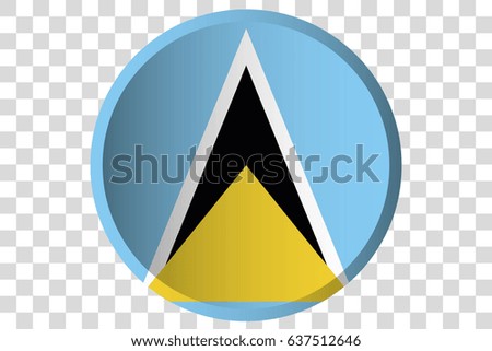 A 3D Button of the Flag of  Saint Lucia
