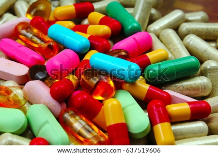 Pills. Colorful vitamin or medical pills as background.