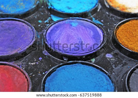 Watercolor water paint palette.