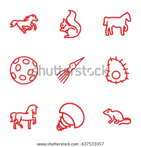 set of 9 tail outline icons such as horse, mouse, squirrel