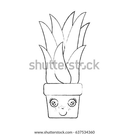 monochrome blurred silhouette of caricature of corn plant in flower pot vector illustration