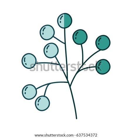 watercolor silhouette of stem with seeds on aquamarine vector illustration