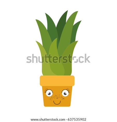 white background with caricature of corn plant in flower pot vector illustration