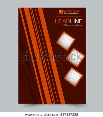 Flyer template. Abstract brochure background. Business corporate style concept. Vector illustration. Red and orange color