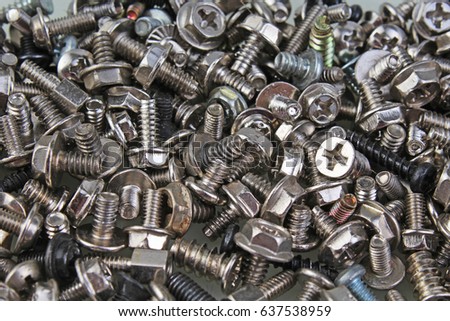 Nuts and bolts. Metal silver nut bolt screw background pattern or wallpaper for every concept.