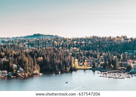 Photo of Deep Cove view from Quarry Rock at North Vancouver, BC, Canada