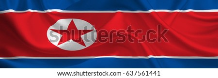 North Korea waving flag wide format