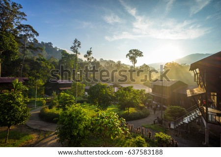 Stunning Sunrise at National Park (taman Negara) Endau Rompin Selai in Johor Malaysia Royalty-Free Stock Photo #637583188