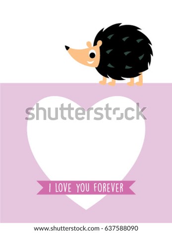 cute hedgehog valentine greeting vector