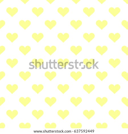 Yellow hearts on the white background. Geometric seamless vector pattern.For decoration, printing,web design,cover, surface design.