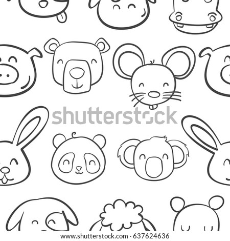 Collection stock of animal head cute style