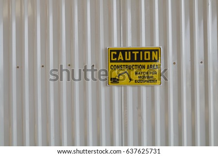 Caution construction sign