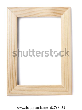 close up of wooden frame on white background with clipping path