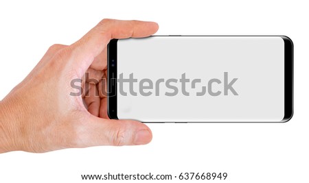 Hand Hold Smartphone for snapping a picture with blank screen