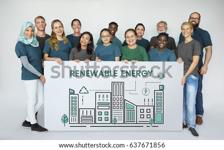 Group of charity people holding building urban banner 