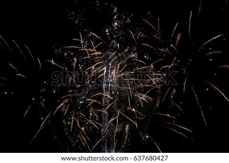 Amazing colorful fireworks on a night sky black background