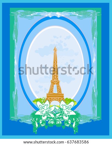 vintage retro Eiffel card 