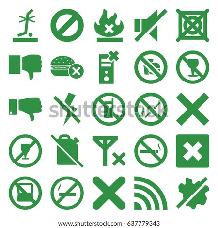 No icons set. set of 25 no filled icons such as dislike, cross, cancel, signal
