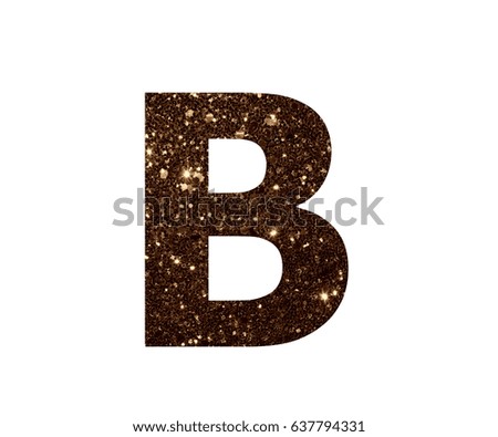 English alphabet letters with sparkling dark gold background photo isolated on white background