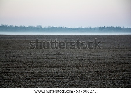 Nordic landscape with foggy fields