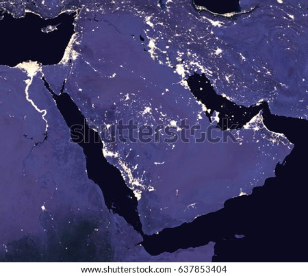 The Arabian Peninsula by night - View from space - Elements of this image furnished by NASA