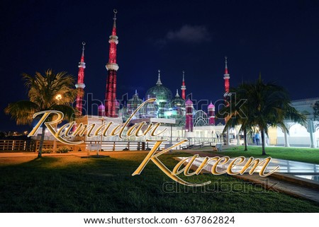 Ramadan Kareem concepts in beautiful mosque background