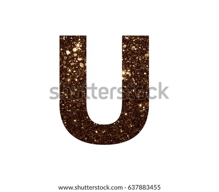English alphabet letters with sparkling dark gold background photo isolated on white background