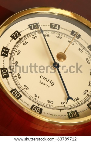 Closeup of a barometer, a vertical picture