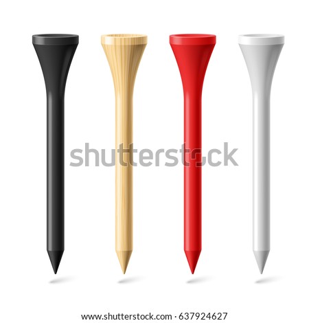 Black, Wooden, Red and White Golf Tees Royalty-Free Stock Photo #637924627