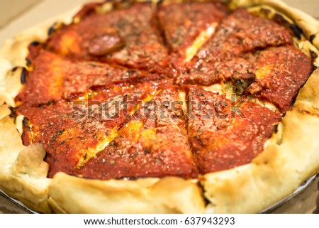 Chicago Style Deep Dish Pizza. Copyright © Paul Velgos with All Rights Reserved.