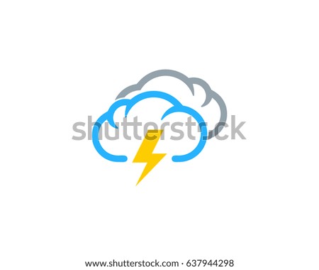 Cloudy Thunder Weather Season Icon Logo Design Element