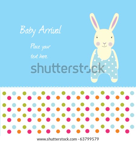 Baby arrival card with rabbit