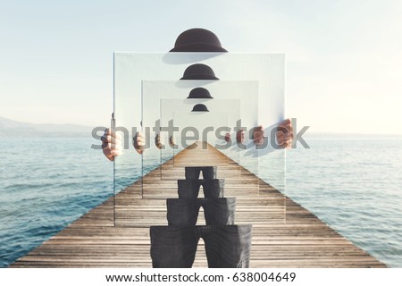 surreal enigmatic picture on canvas Royalty-Free Stock Photo #638004649