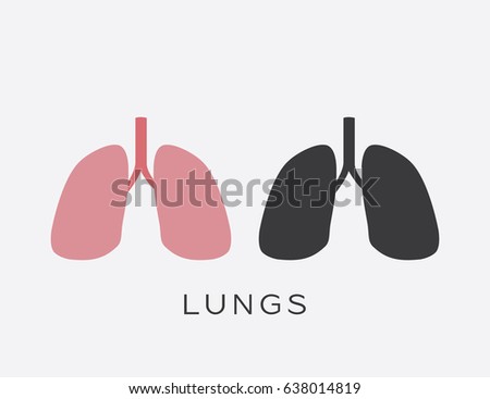 Lungs icon vector illustration on light gray background.