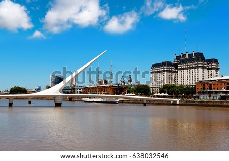 View of Puente de la Mujer (Women's Bridge), Puerto Madero in Buenos Aires