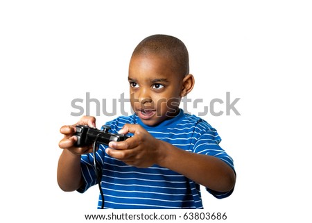 A young child having fun playing video games
