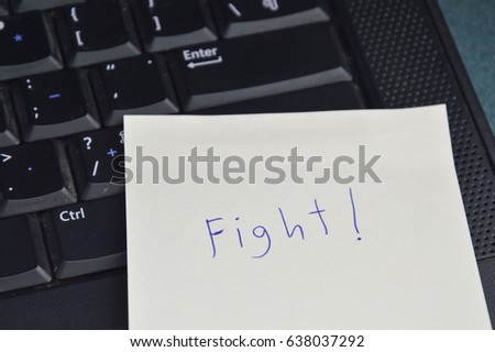 paper note write fight stick on computer notebook for cheer up