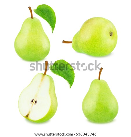 Set of green pear fruits