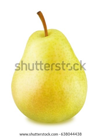 Ripe yellow pear with stem isolated