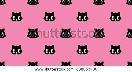 Cat Head Black cat Seamless Pattern pink Wallpaper Background vector illustration