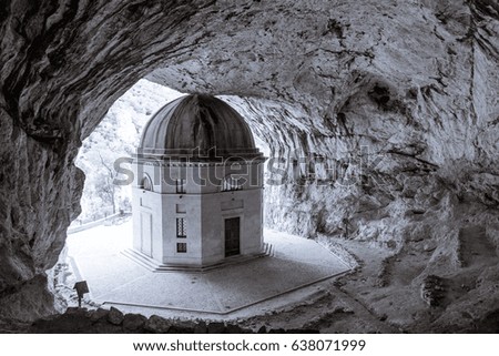 valadier temple in the regional park of gola della rossa, marche, italy. Black & White, BW
