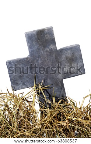 closeup of a grave in a cemetery for Halloween isolated