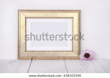 Stock photography golden picture frame lovely flower mock up for text message
