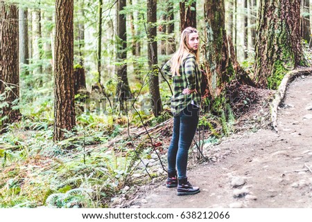 Photo of Girl at Baden Powell Trail near Quarry Rock at North Vancouver, BC, Canada