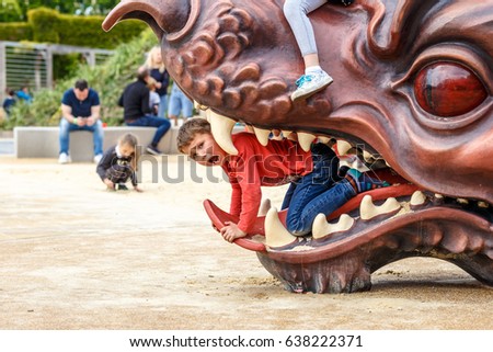 School boy on the playground of Hampton court 